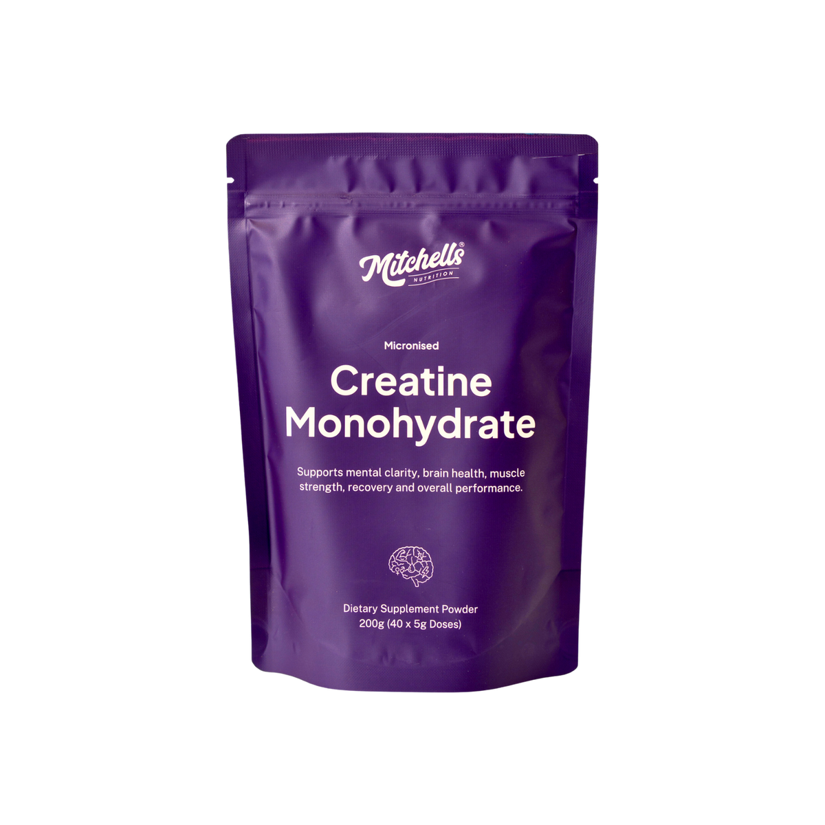 A supplement container of Creatine Monohydrate by Mitchells Nutrition