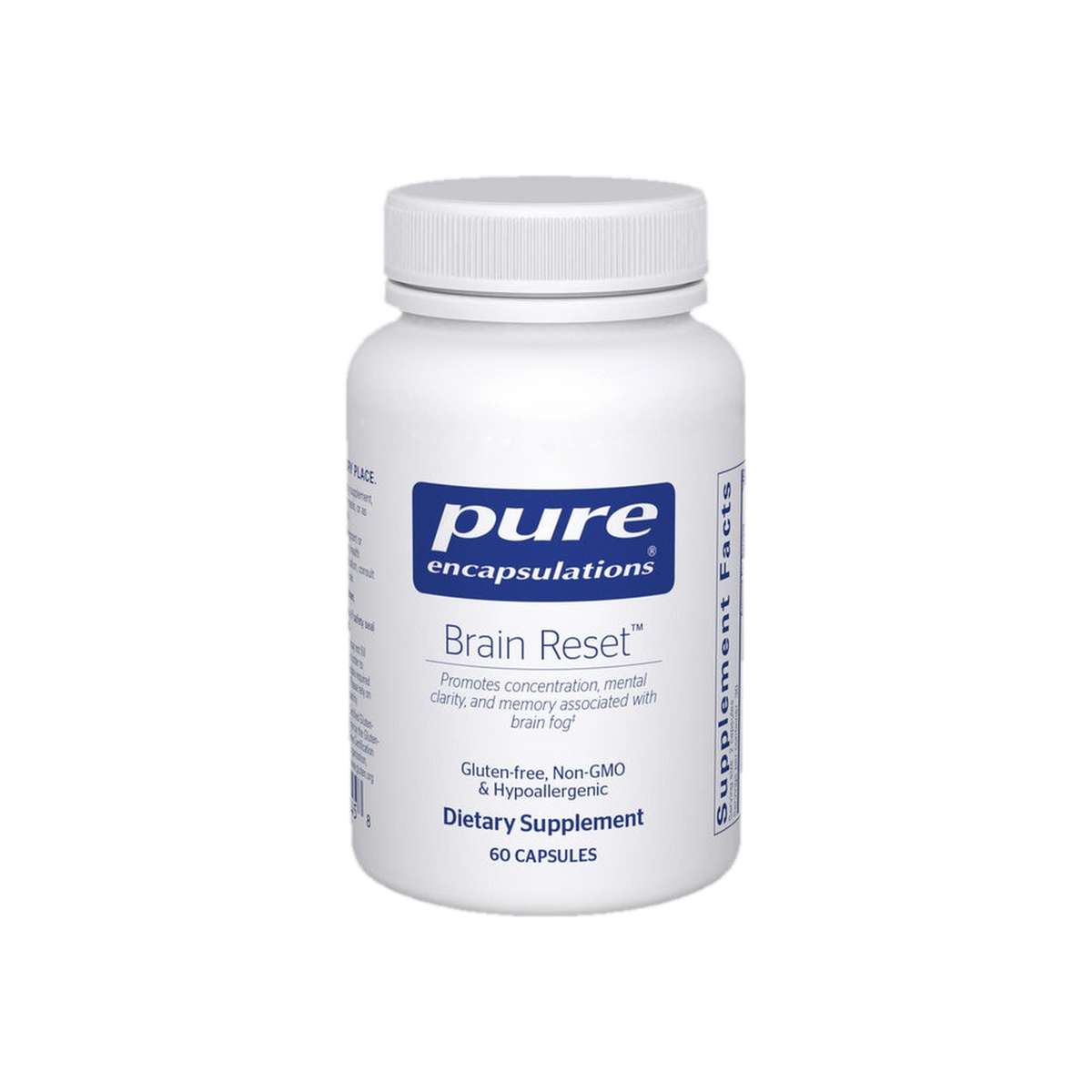 A supplement container of Brain Reset 60c by Pure Encapsulations