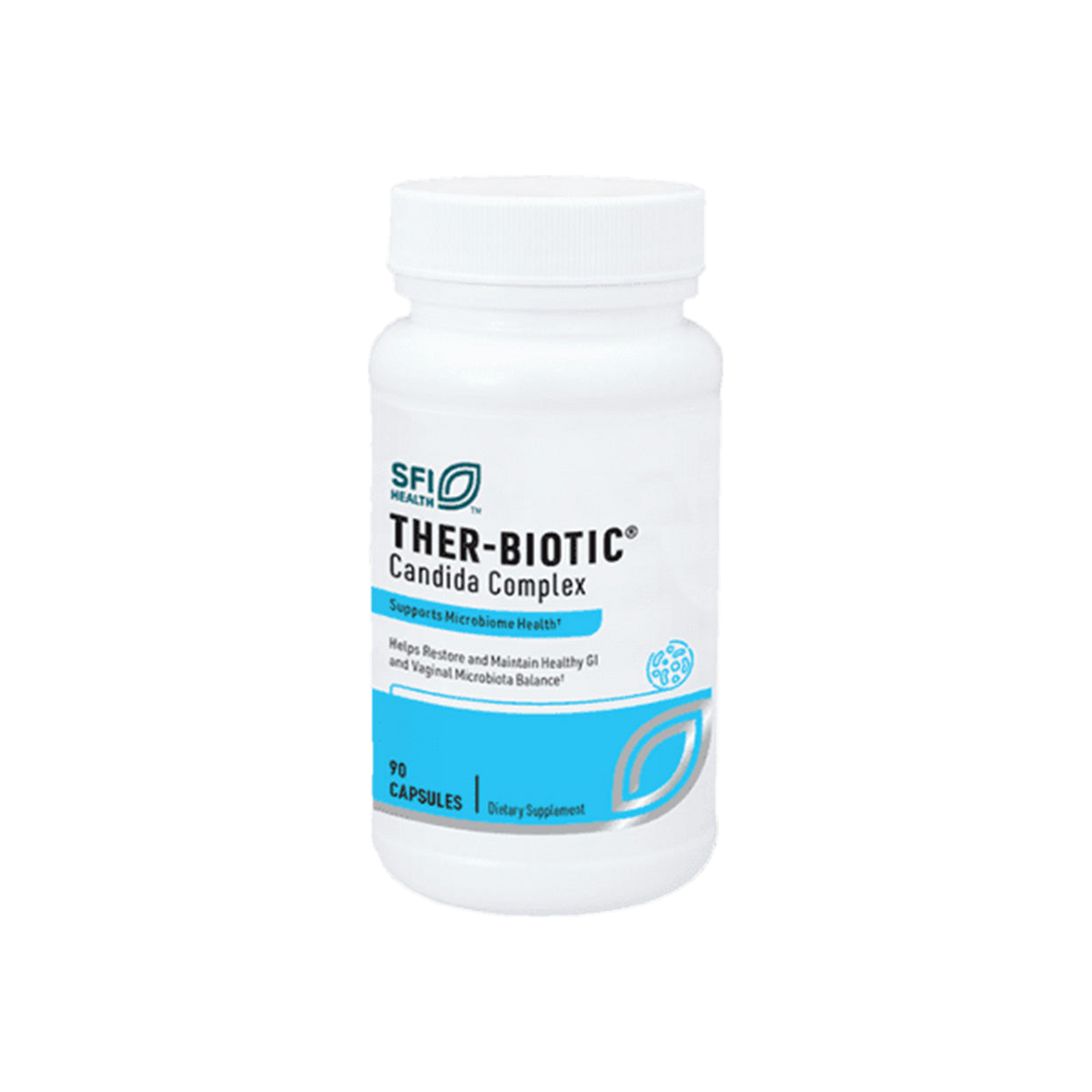 A supplement container of THER-BIOTIC Candida Complex 90c by SFI Health USA