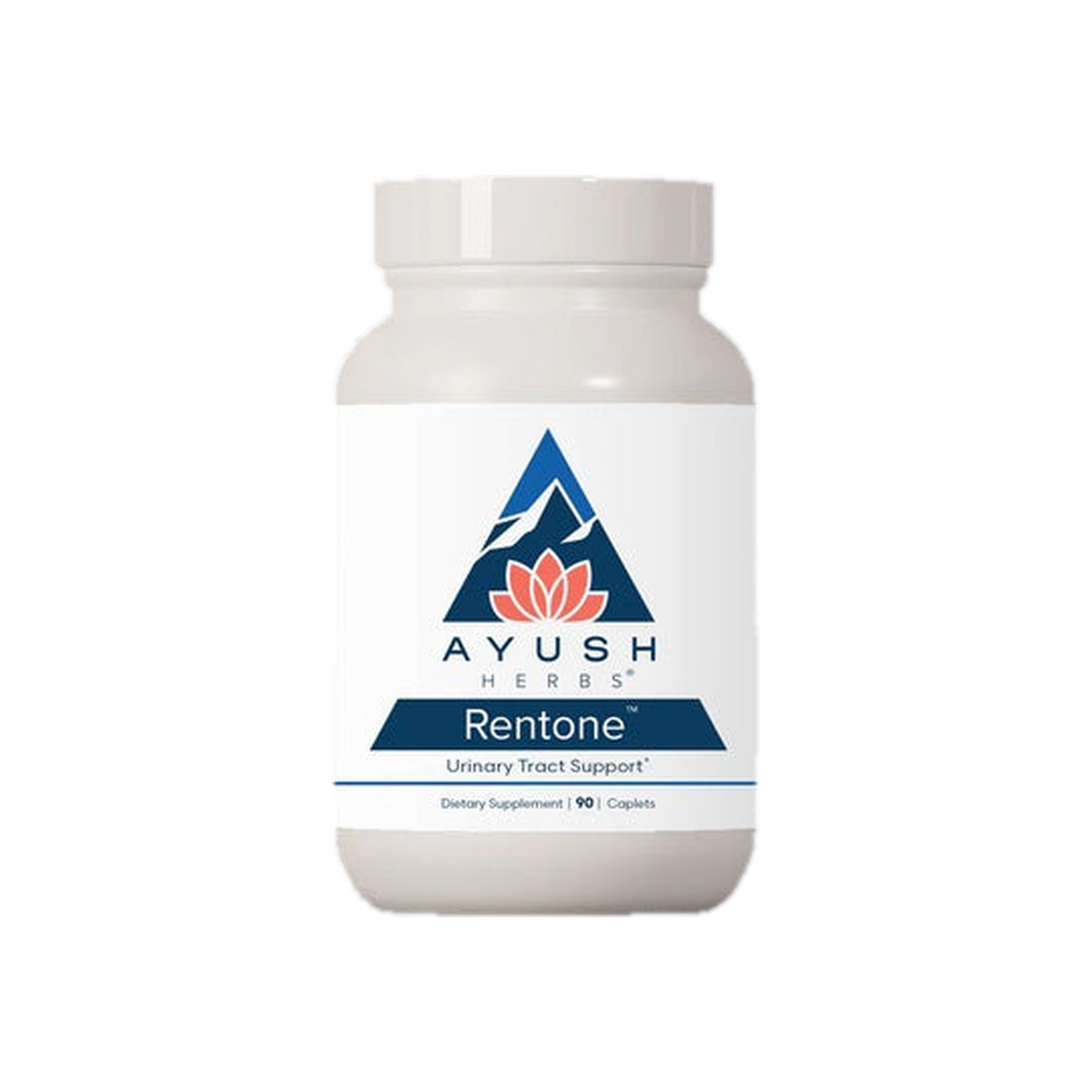 A supplement container of Rentone 90 caplets by Ayush Herbs