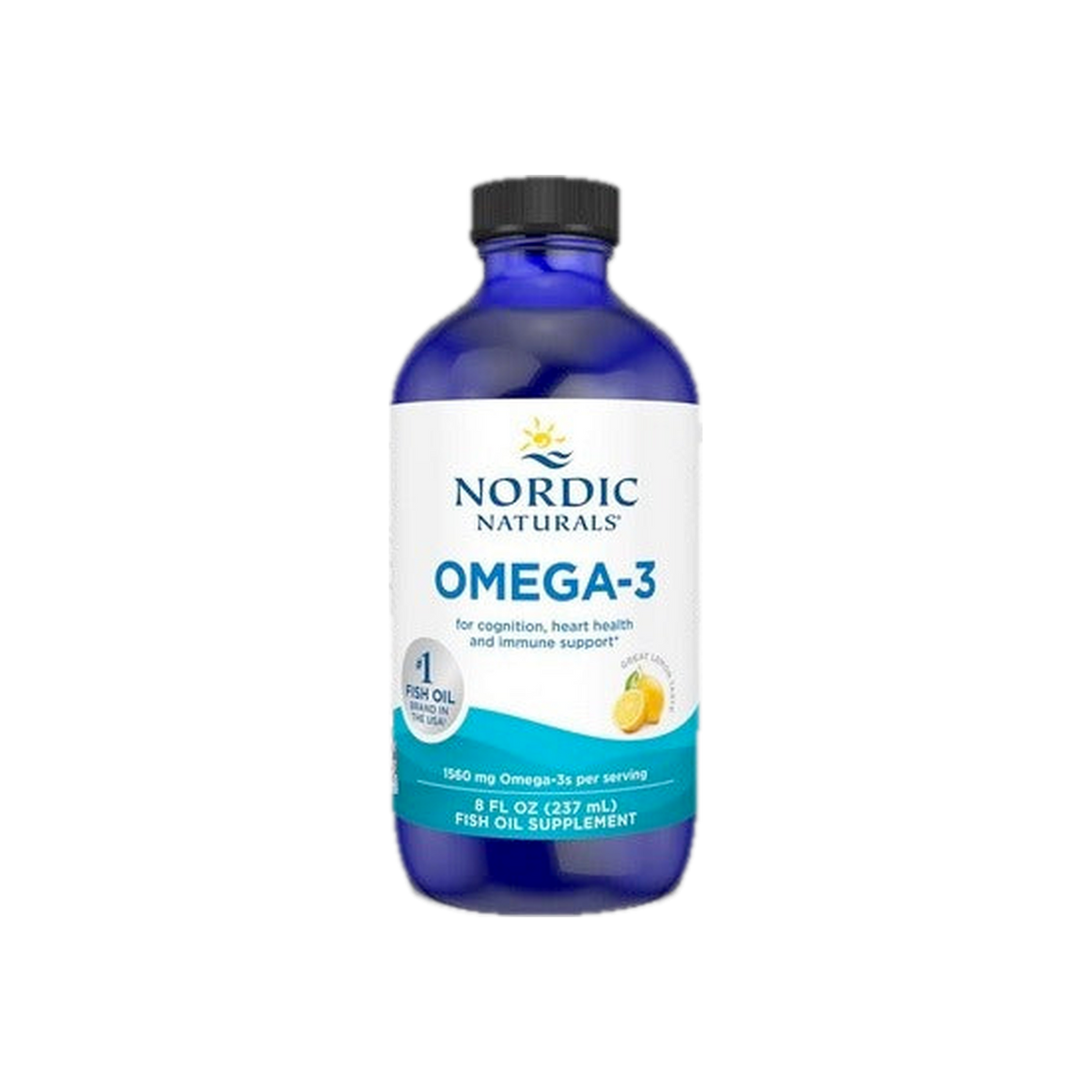A supplement container of Omega-3 Liquid Lemon 237ml by Nordic Naturals