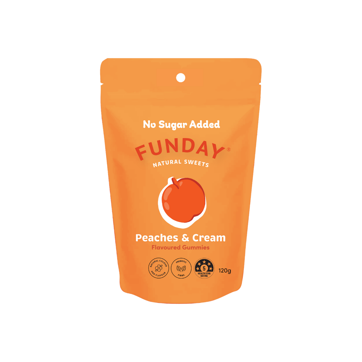 A supplement container of Peaches & Cream Share Bag by Funday Natural Sweets