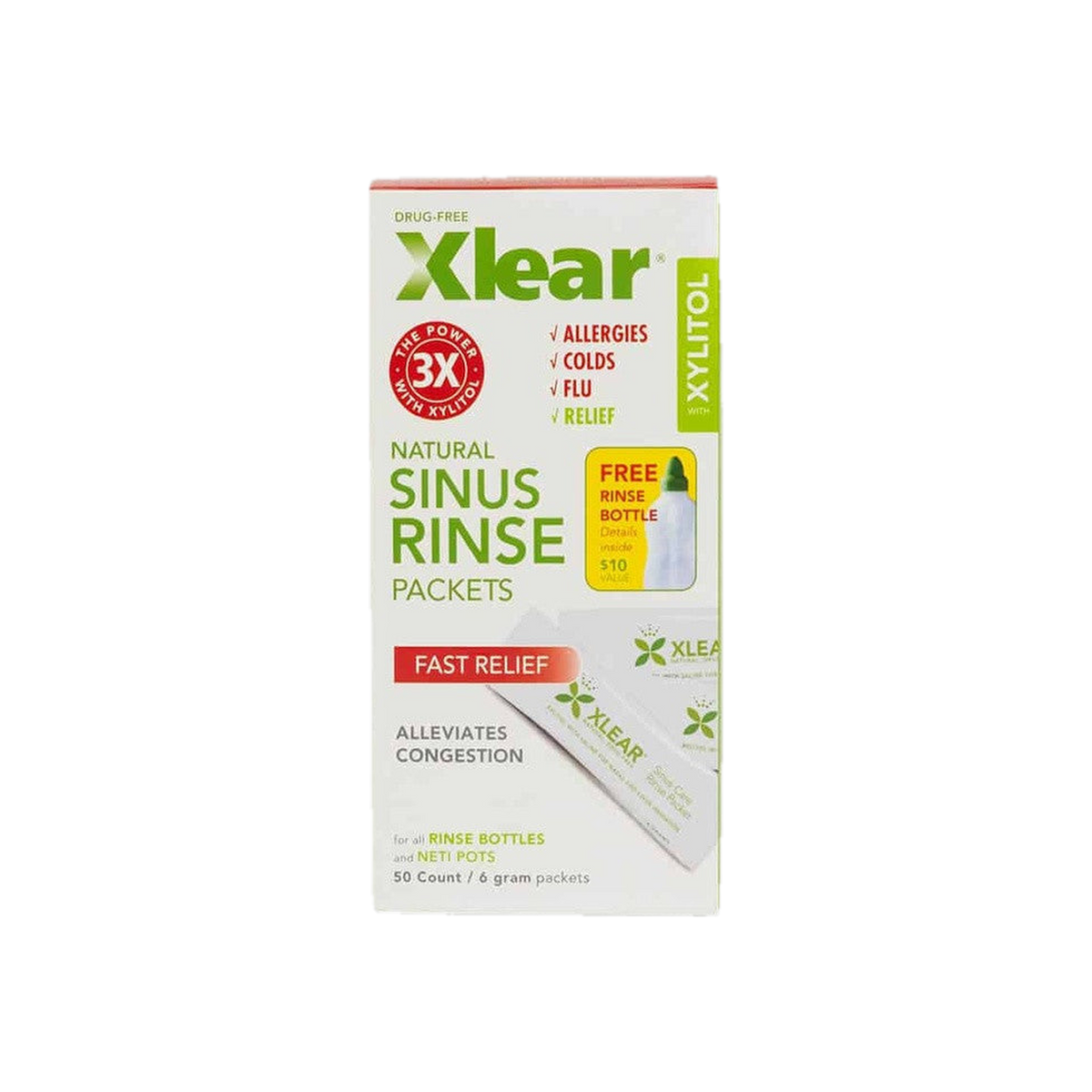 A supplement container of Sinus Rinse Bottle with Solution (6 packets) by Xlear