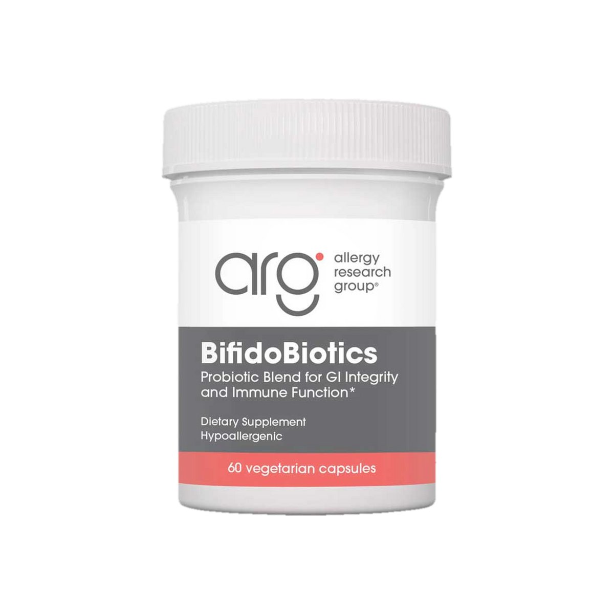 A supplement container of BifidoBiotics 60c by Allergy Research Group