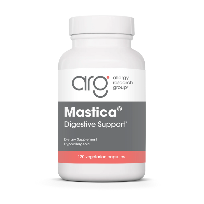 A Supplement container with the name Mastic by Allergy Research Group.