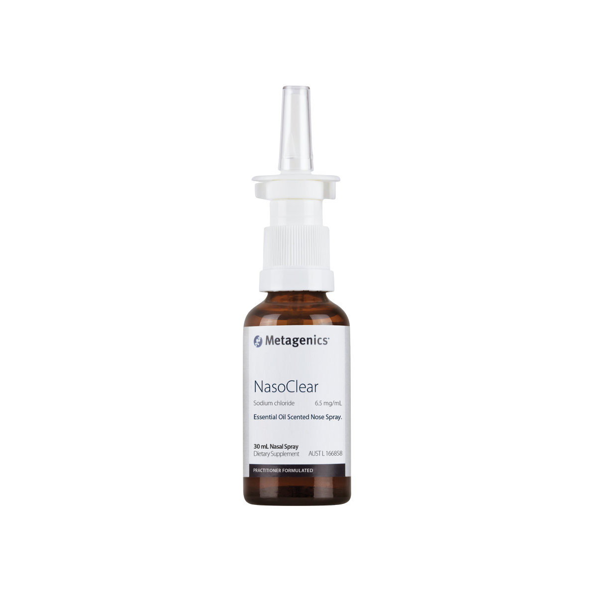 A supplement box with the name NasoClear by Metagenics.
