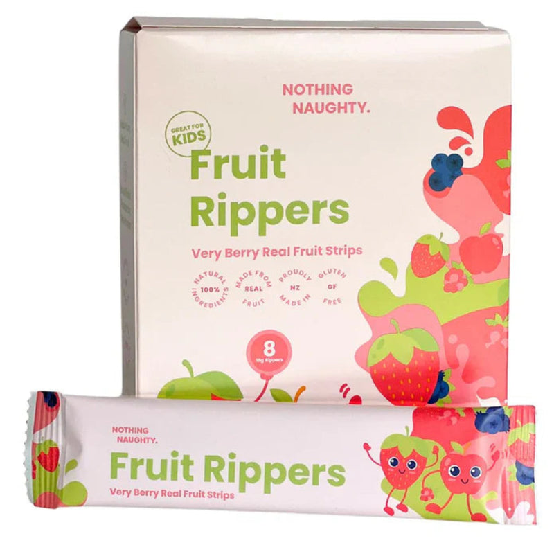 A Box of 8 Fruit ripper bars made by Nothing Naughty.