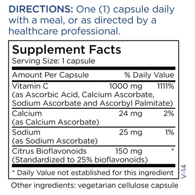 Ingredients: Vitamin C, Calcium, Sodium, Citrus Bioflavonoids.