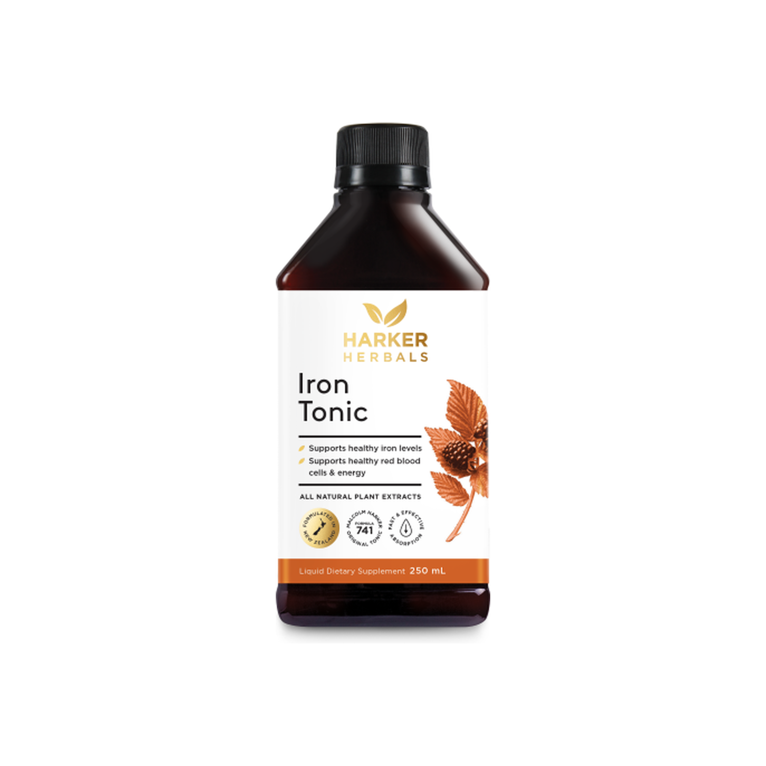 A Supplement bottle of Iron Tonic (250mls) by Harker Herbals