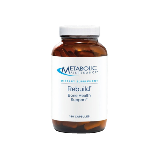 A Supplement container with the name Rebuild by Metabolic Maintenance,