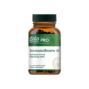 A Supplement container with the name mmunoRenew AI by Gaia Herbs Pro.