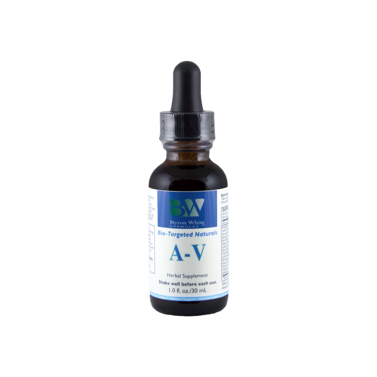 A supplement container of A-V by Byron White Formulas