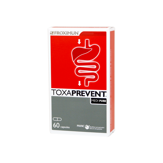 A supplement container of TOXAPREVENT ® MEDI PURE (60 Capsules) by Toxaprevent®
