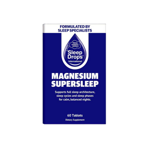 A supplement container of SleepDrops Magnesium Super Sleep 60 caps (CleverSleep) by SleepDrops