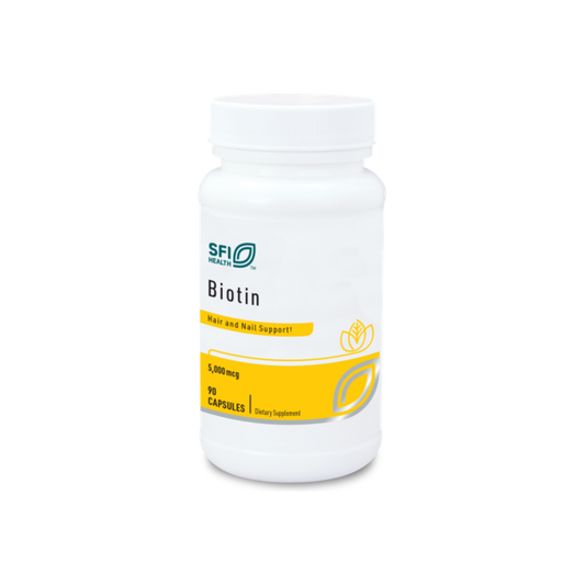 A supplement container of Biotin by SFI Health