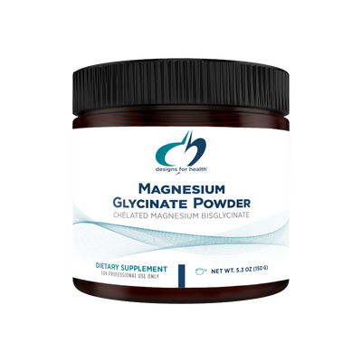 A supplement container of Magnesium Glycinate Powder, 150g by Designs for Health - USA