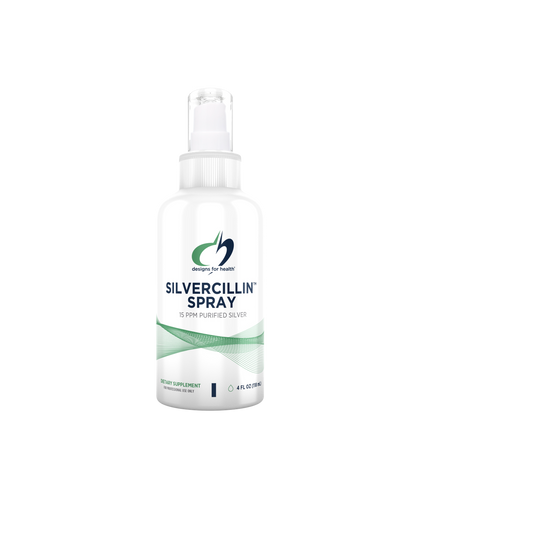 A supplement container of Silvercillin™ Spray by Designs for Health - USA