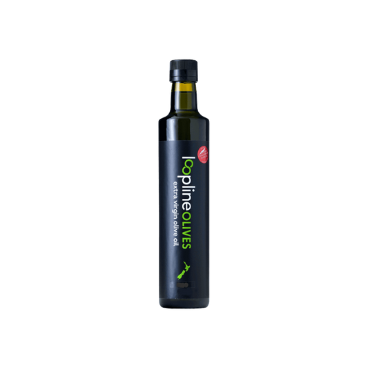 A supplement container of Picholine Olive Oil (250ml) by Loopline Olives