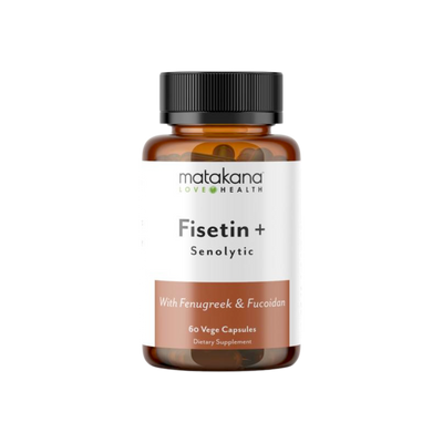 A supplement container of Fisetin + Senolytic by Matakana Superfoods