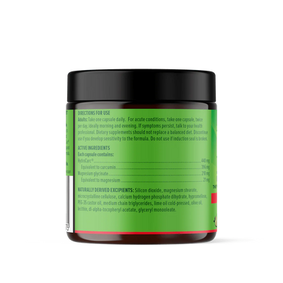 Image of Vital Ultra-Sorb Curcumin Complex 30 vcaps contents 1200x1200

Hydrocurc, curcumin, magnesium glycinate, magnesium, silicon dioxide, magnesium stearate, microcystalline cellulose, calcium hydrogen phosphate dihydrate, hypromellose, PEG-35 castor oil, medium chain triglycerides, lime oil cold-pressed, olive oil, lecithin, dL-alpha-tocopheryl acetate, glyceryl monooleate 
