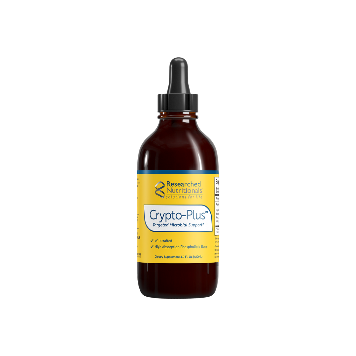 A supplement container of Crypto-Plus by Researched Nutritionals