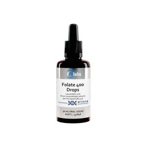 A supplement container of MTHFR (RN Labs) Folate 400 Drops by MTHFR Support
