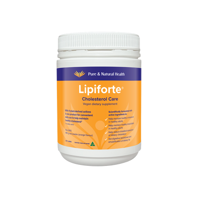 A supplement container of Lipiforte® Cholesterol Care by Pure & Natural Health