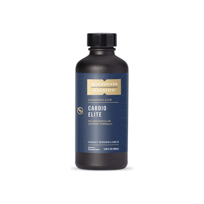 A supplement container of Cardio Elite by Quicksilver