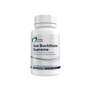 A supplement container of Sea Buckthorn Supreme by Designs for Health