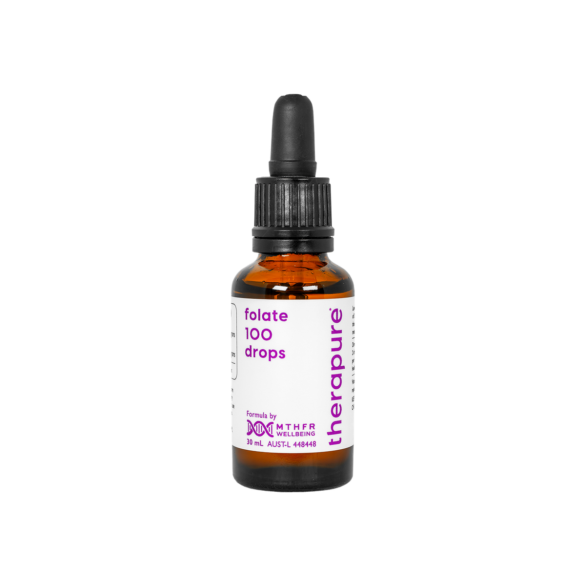 A supplement container of MTHFR (TheraPure) Methyl Folate 100 by MTHFR Support