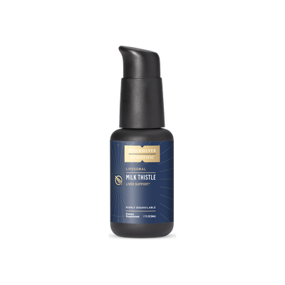 A supplement container of Milk Thistle Nanoemulsified by Quicksilver