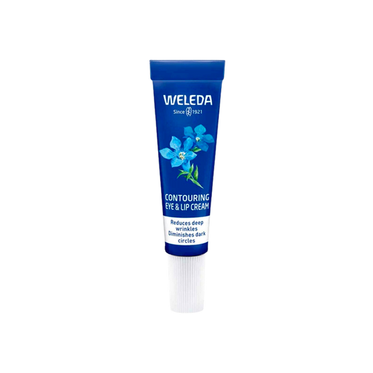 A supplement container of Contouring Eye & Lip Cream (Blue Gentian & Edelweiss) by Weleda