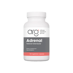 A supplement container of Adrenal 150c by Allergy Research Group