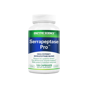 A supplement container of Serrapeptase Pro 120c by Enzyme Science
