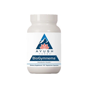 A supplement container of BioGymnema 90c by Ayush Herbs