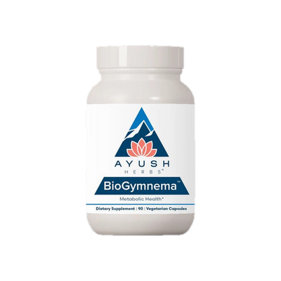 A supplement container of BioGymnema 90c by Ayush Herbs