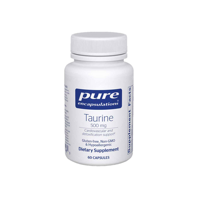 A supplement container of Taurine 500mg 60c by Pure Encapsulations
