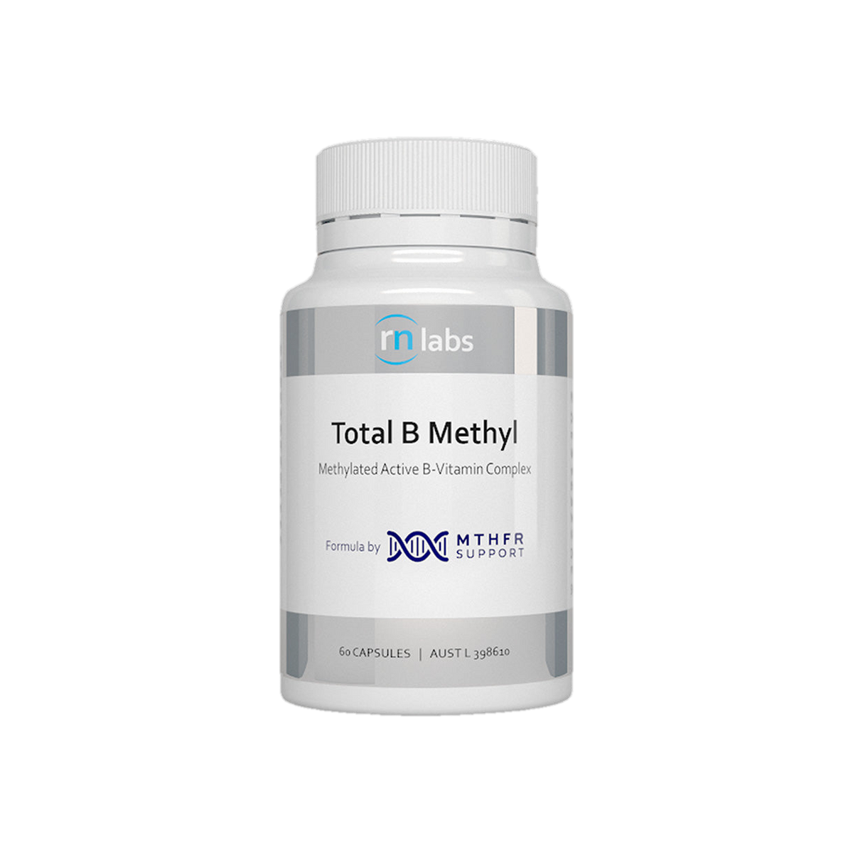 A supplement container of Total B Methyl 60c by RN Labs