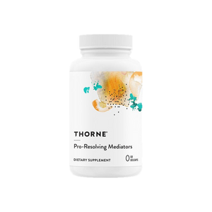 A supplement container of Pro-Resolving Mediators 60gc by Thorne Research