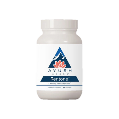 A supplement container of Rentone 90 caplets by Ayush Herbs