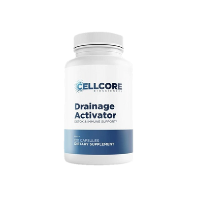 A supplement container of Drainage Activator 120c by Cellcore