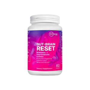 A supplement container of Gut-Brain Reset 60c by Microbiome Labs