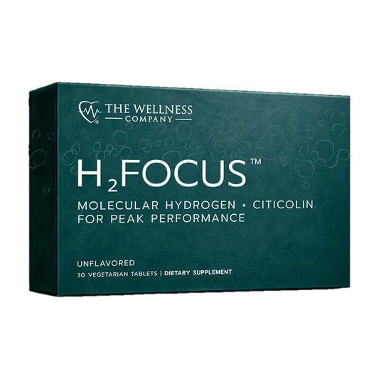 A supplement container of H2Focus 30t by The Wellness Company