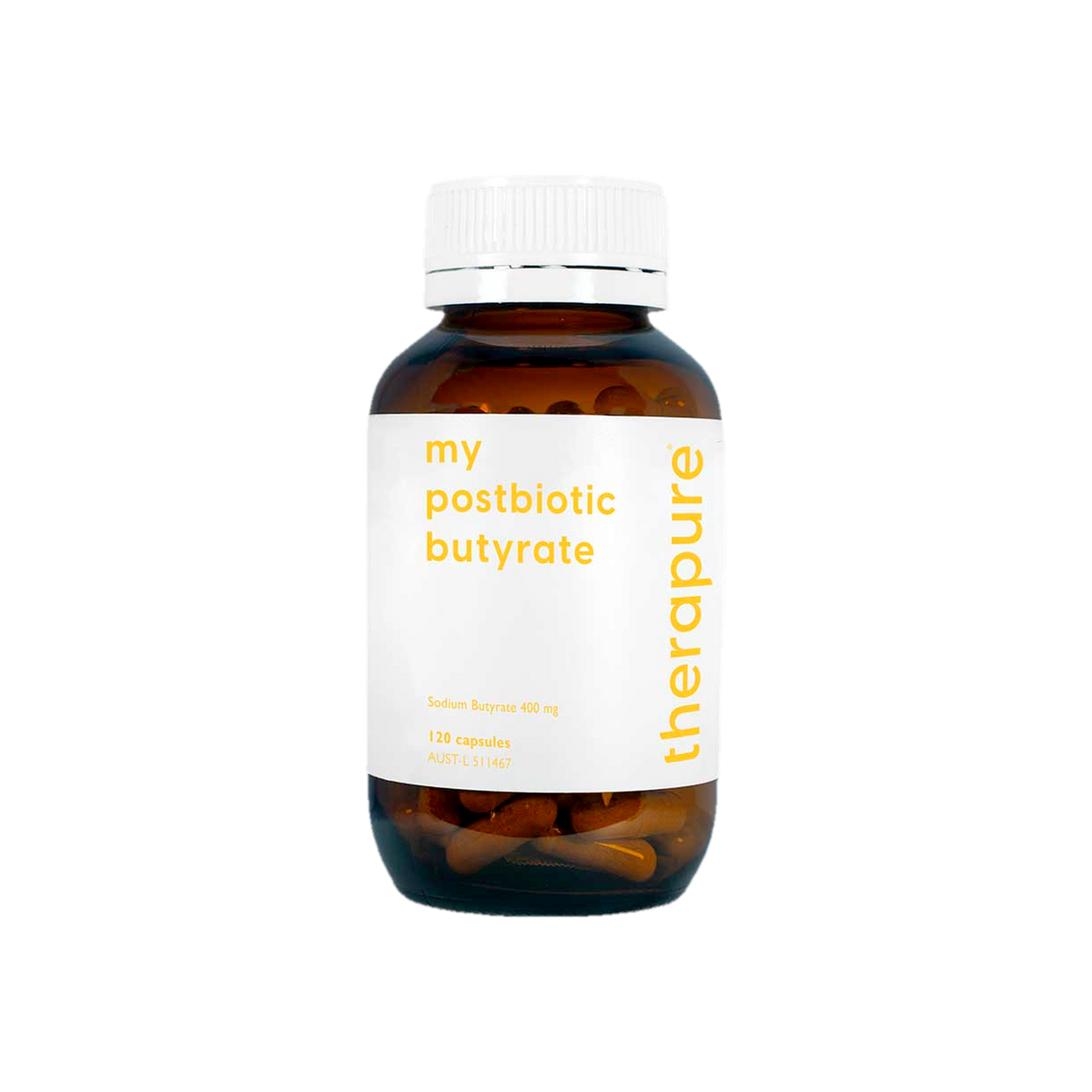 A supplement container of my postbiotic butyrate 120c by Therapure