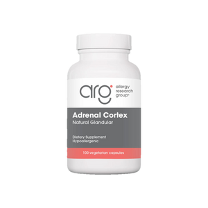 A supplement container of Adrenal Cortex 100c by Allergy Research Group
