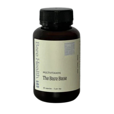 A Supplement container with name The Bare Base (60 Caps) by Bare Health.