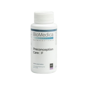 A Supplement container with the name Preconception Care F by Bio-Medica.