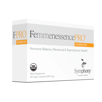 A Supplement Box with the name FemmenessencePro Harmony by Symphony Nutural Health.