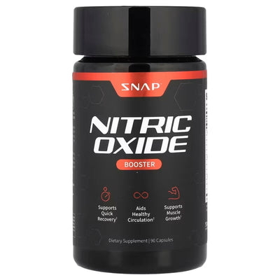 A Supplement container with the name Nitric Oxide Booster (90 Caps) by Snap Supplements