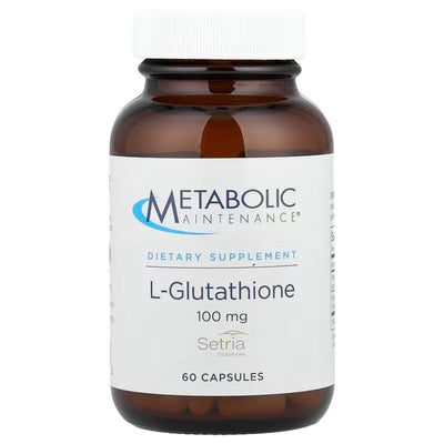 A Supplement container with the name L-Glutathione by Metabolic Maintenance.